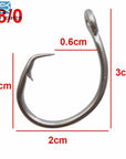Easy Catch 30Pcs 39960 Stainless Steel White Offset Tuna Circle Hook Size 8/0-Circle Hooks-Bargain Bait Box-8 0-Bargain Bait Box