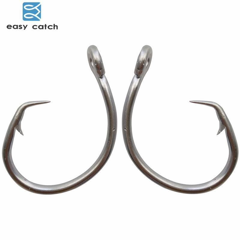 Easy Catch 60Pcs 39960 Stainless Steel White Offset Tuna Circle Hook Size 8/0-Circle Hooks-Bargain Bait Box-10 0-Bargain Bait Box
