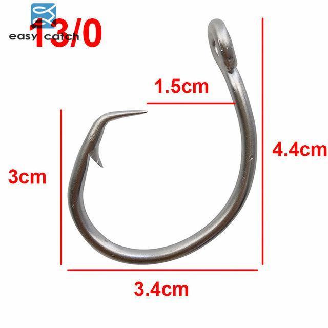 Easy Catch 60Pcs 39960 Stainless Steel White Offset Tuna Circle Hook Size 8/0-Circle Hooks-Bargain Bait Box-13 0-Bargain Bait Box