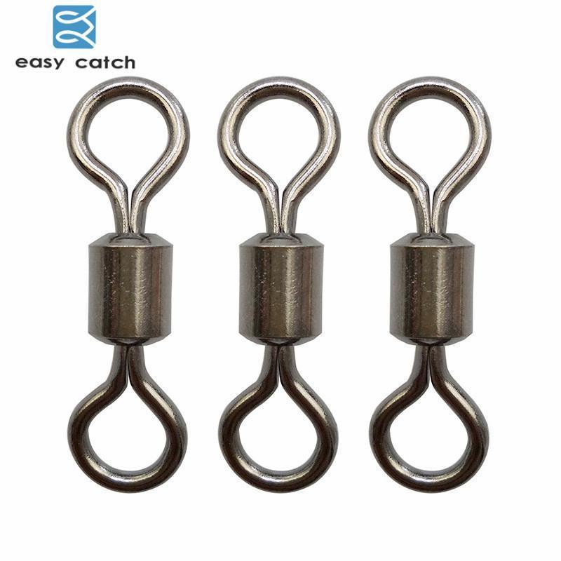 Easy Catch 6Pcs Rolling Fishing Swivel With Solid Ring Black Nickle Brass-Fishing Snaps &amp; Swivels-Bargain Bait Box-Size 1 0-Bargain Bait Box