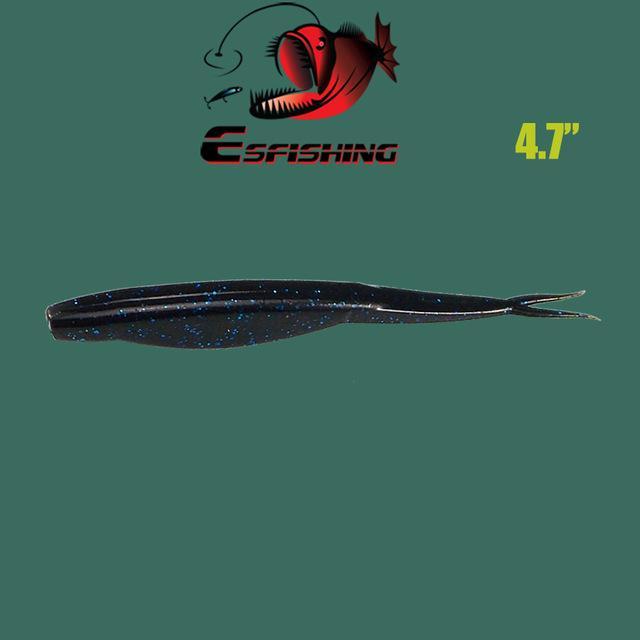 Esfishing 6Pcs 12Cm/8G Fluke 4.7&quot; Soft Fishing Bait Soft Fishing-Jerk Baits-Bargain Bait Box-Black-Bargain Bait Box