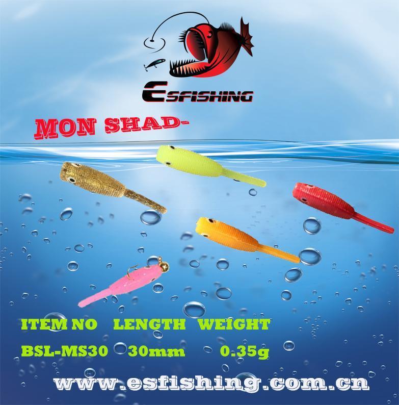 Esfishing Mon Shad 1.2&quot; Fishing Soft Silicone Bait Smell Ice Fishing 12Pcs-Jerk Baits-Bargain Bait Box-PA12-Bargain Bait Box