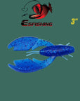 Esfishing Soft Bait Paca Chunk Craw 3" 6Pcs 7.5Cm/5.4G Fishing Swimbait Feeder-Trailers-Bargain Bait Box-Blue-75mm-Bargain Bait Box