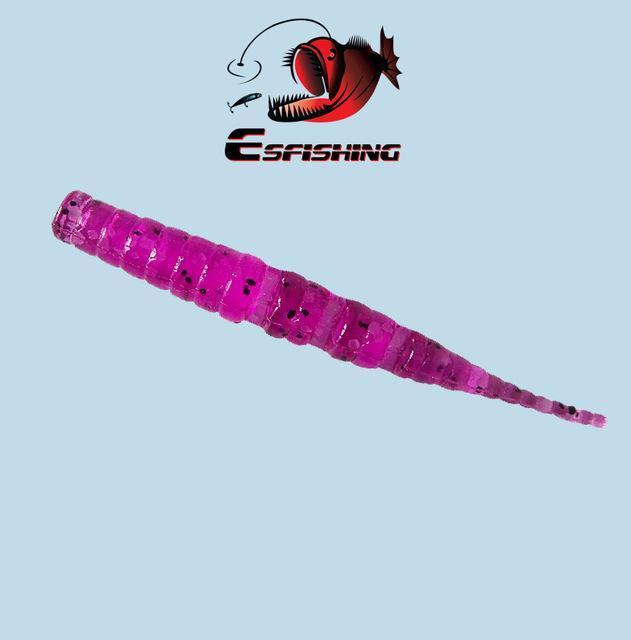 Esfishing Worm Ice Fishing Bait Soft 20Pcs 4.2Cm/0.5G Polaris 1.7&quot; Fishing-Jerk Baits-Bargain Bait Box-Purple-40mm-Bargain Bait Box