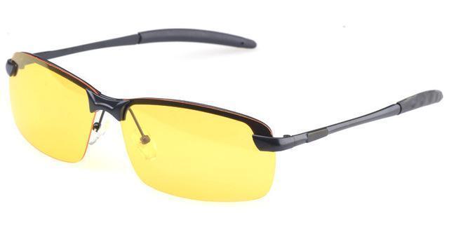 Eyecrafters Mens Rimless Polarized Sunglasses Yellow Lens Night Vision-Polarized Sunglasses-Bargain Bait Box-Black Frame-Bargain Bait Box
