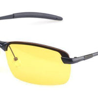 Eyecrafters Mens Rimless Polarized Sunglasses Yellow Lens Night Vision-Polarized Sunglasses-Bargain Bait Box-Black Frame-Bargain Bait Box
