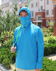 Fishing Clothes Sun Protection Shirt Anti-Uv Breathable Men Quick Dry Hooded-Hoodies-Bargain Bait Box-Blue-XXL-Bargain Bait Box