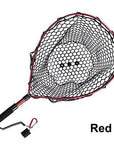Fishing Landing Net With Magnetic Clip Lanyard Aluminum Alloy Frame Soft-Fishing Nets-Bargain Bait Box-Red-Bargain Bait Box