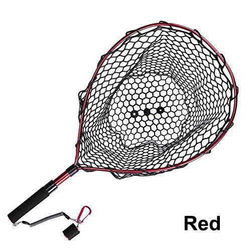 Fishing Landing Net With Magnetic Clip Lanyard Aluminum Alloy Frame Soft-Fishing Nets-Bargain Bait Box-Red-Bargain Bait Box