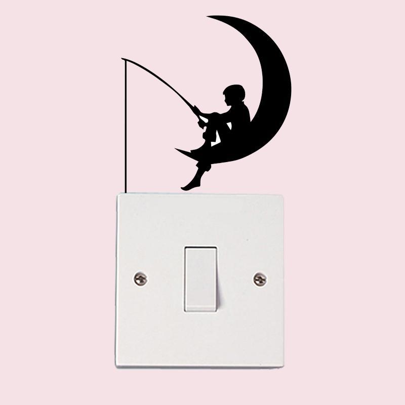 Fishing Moon Personality Home Wall Decal Switch Sticker Vinyl 6Ss0240-Fishing Decals-Bargain Bait Box-Bargain Bait Box