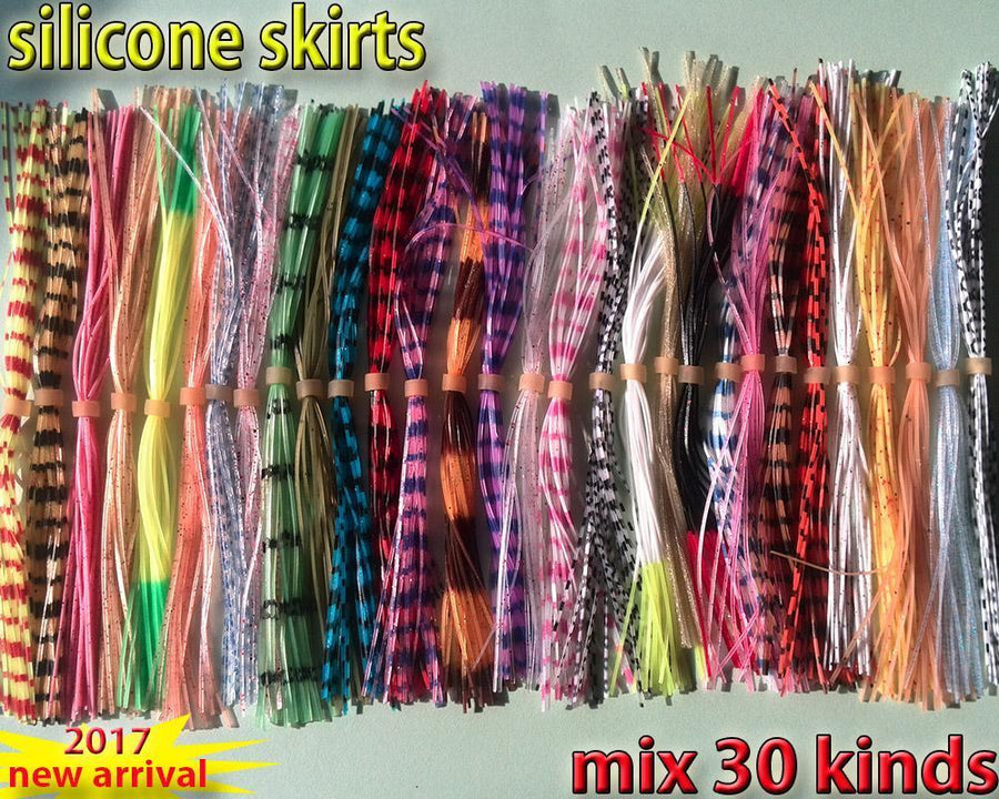 Fishing Silicone Skirts With Rattle Collar 30Kinds/Lot Spinner Bait Bass Lure-Skirts & Beards-Bargain Bait Box-Bargain Bait Box
