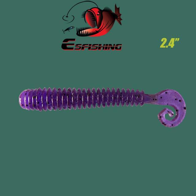 Fishing Soft 10Pcs 6.2Cm/1.5G Esfishing Active Slug Fishing Tackle Trolls-Worms &amp; Grubs-Bargain Bait Box-Purple-Bargain Bait Box
