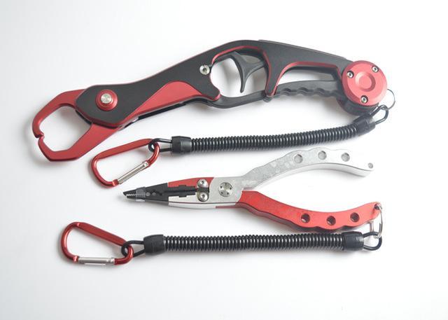 Fishing Tool Set Fishing Grip Gripper &amp; Line Cutters Fishing Pliers With Bag-Fish Lip Grippers-Bargain Bait Box-Red-Bargain Bait Box