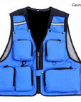 Fishing Vest With Pockets Sports Fishing Vest Backpack Fly Fish-Fishing Vests-Bargain Bait Box-Blue-L-Bargain Bait Box