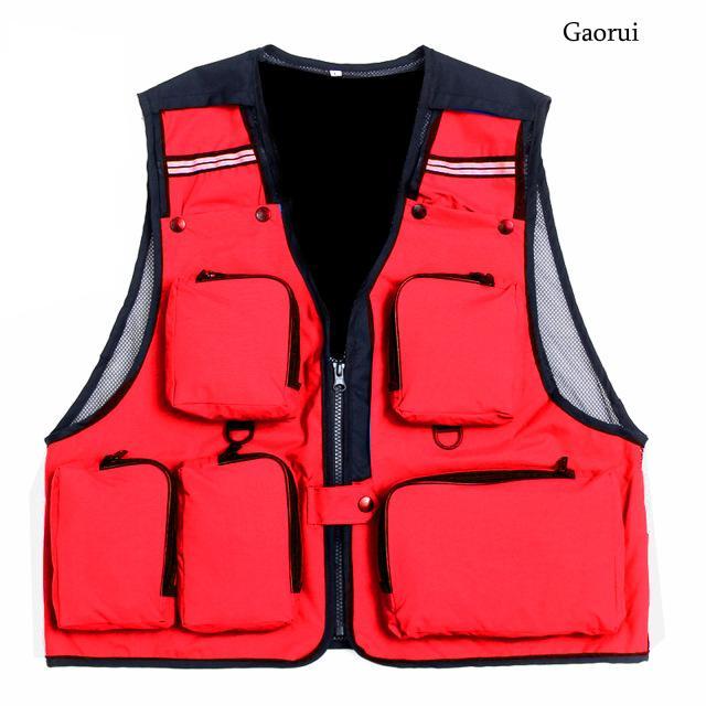 Fishing Vest With Pockets Sports Fishing Vest Backpack Fly Fish-Fishing Vests-Bargain Bait Box-Red-L-Bargain Bait Box