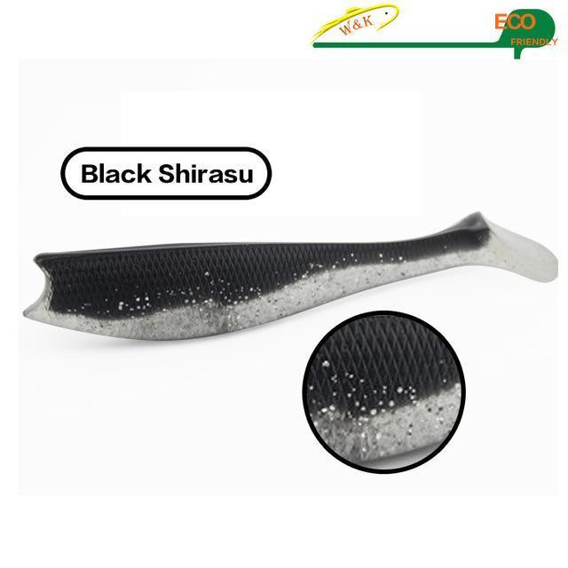 Floating Material Soft With Paddle Tail -11 Cm Soft Fishing Musky Fishing-Unrigged Plastic Swimbaits-Bargain Bait Box-Black Shirasu-Bargain Bait Box