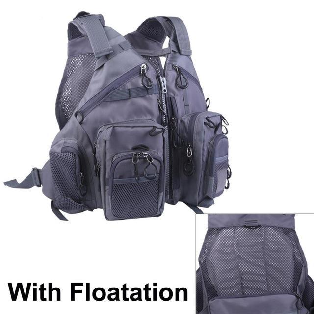 Fly Fishing Vest Adjustable Packs &amp; Detachable Floatation Cushion Fishing Vest-Fishing Vests-Bargain Bait Box-With Floatation-Bargain Bait Box