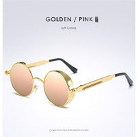 Gold Metal Polarized Sunglasses Gothic Steampunk Sunglasses Mens Womens Retro-Polarized Sunglasses-Bargain Bait Box-Gold Pink-Bargain Bait Box