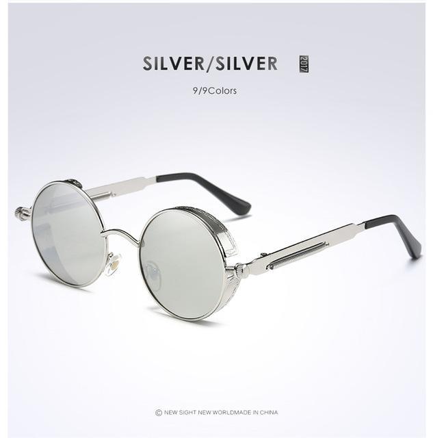 Gold Metal Polarized Sunglasses Gothic Steampunk Sunglasses Mens Womens Retro-Polarized Sunglasses-Bargain Bait Box-Silver Silver-Bargain Bait Box