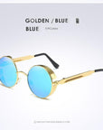 Gold Round Polarized Sunglasses Gothic Steampunk Sunglasses Mens Womens Retro-Polarized Sunglasses-Bargain Bait Box-Gold Blue-Bargain Bait Box
