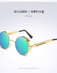 Gold Round Polarized Sunglasses Gothic Steampunk Sunglasses Mens Womens Retro-Polarized Sunglasses-Bargain Bait Box-Gold Green-Bargain Bait Box