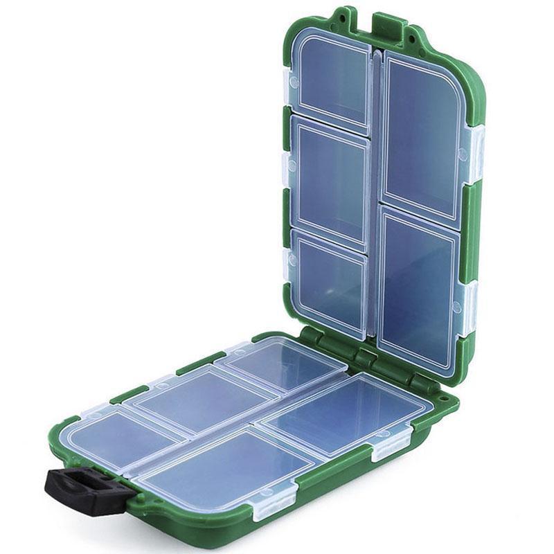 Green&amp;Black Plastic Fishing Tackle Boxes Hook Compartments Storage Case-Compartment Boxes-Bargain Bait Box-Army Green-Bargain Bait Box