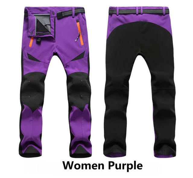Hiking Pants Waterproof Softshell Winter Men Camping Trekking Thermal Fleece-Factory to customers Store-women purple-Asian Size S-Bargain Bait Box