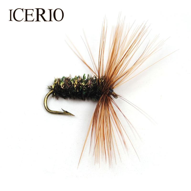 Icerio 10Pcs #12 Peacock Brown Hackle Nymphs Dry Fly Trout-Flies-Bargain Bait Box-Bargain Bait Box