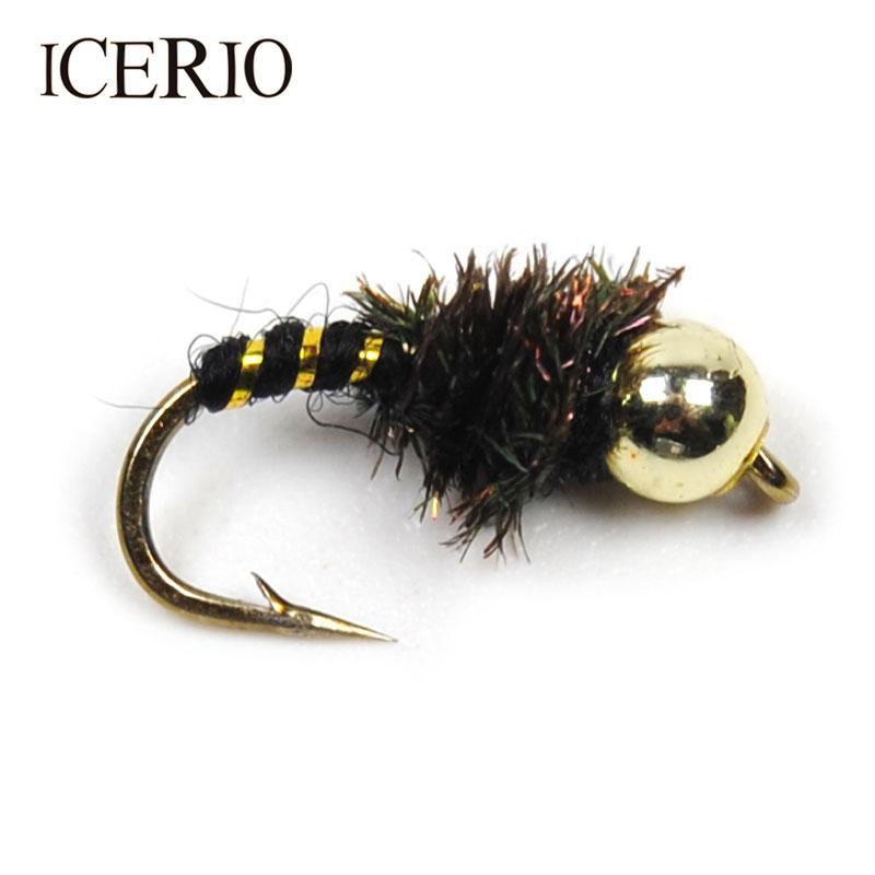 Icerio 10Pcs #14 Bead Head Nymphs Peacock Hackle Dry Flies Fly Trout-Flies-Bargain Bait Box-Bargain Bait Box