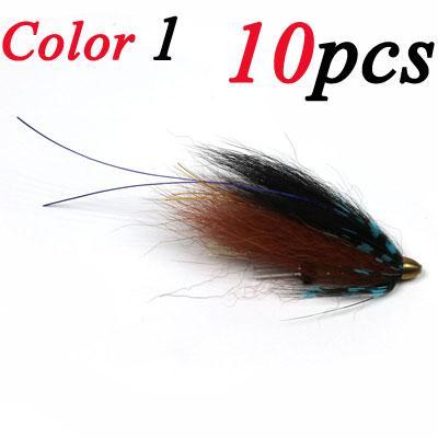 Icerio 10Pcs Conehead Tube Streamer Flies For Salmon Trout And Steelhead Fly-Flies-Bargain Bait Box-Color 1 10PCS-Bargain Bait Box