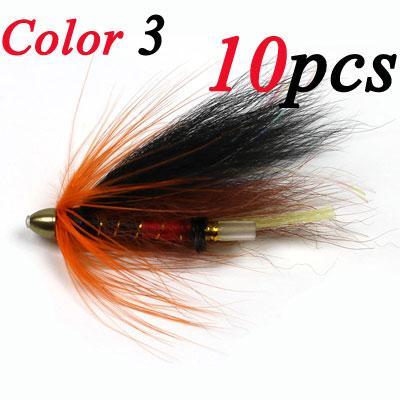 Icerio 10Pcs Conehead Tube Streamer Flies For Salmon Trout And Steelhead Fly-Flies-Bargain Bait Box-Color 3 10PCS-Bargain Bait Box