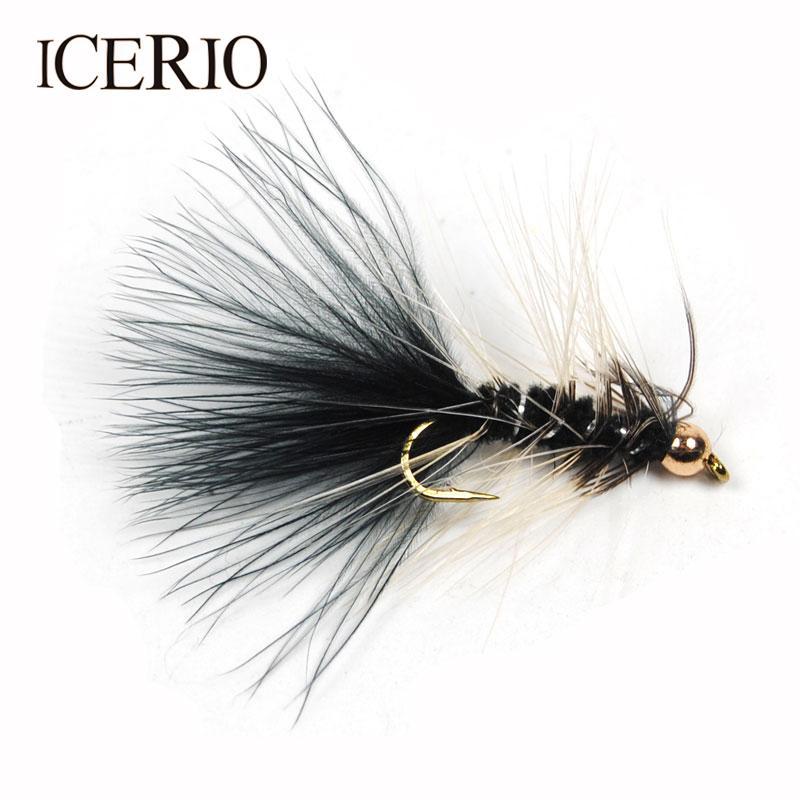 Icerio 10Pcs Long Shank Bead Head Woolly Bugger Streamer Fly Trout Bait Size #10-Flies-Bargain Bait Box-Bargain Bait Box