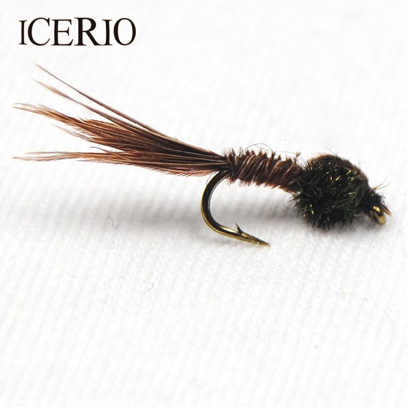 Icerio 10Pcs Natural Pheasant Tail Nymph Trout Fly Fishing Bait 