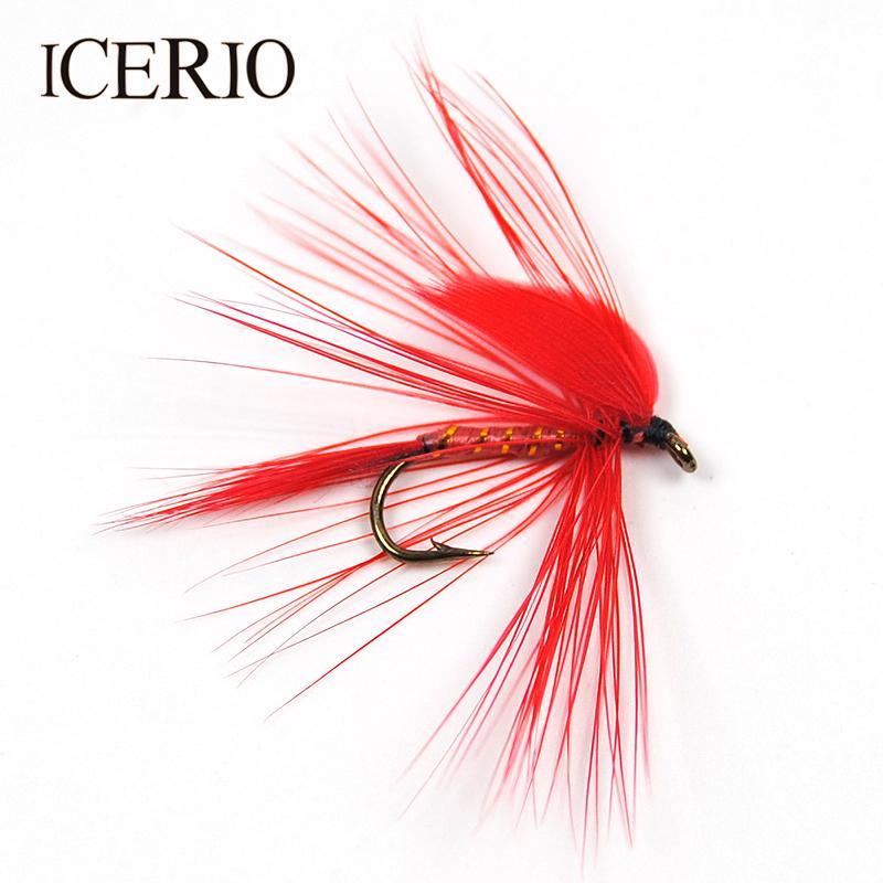 Icerio 6Pcs Red Wing Ibis May Fly For Trout Fishing Dry Flies #12-Flies-Bargain Bait Box-Bargain Bait Box