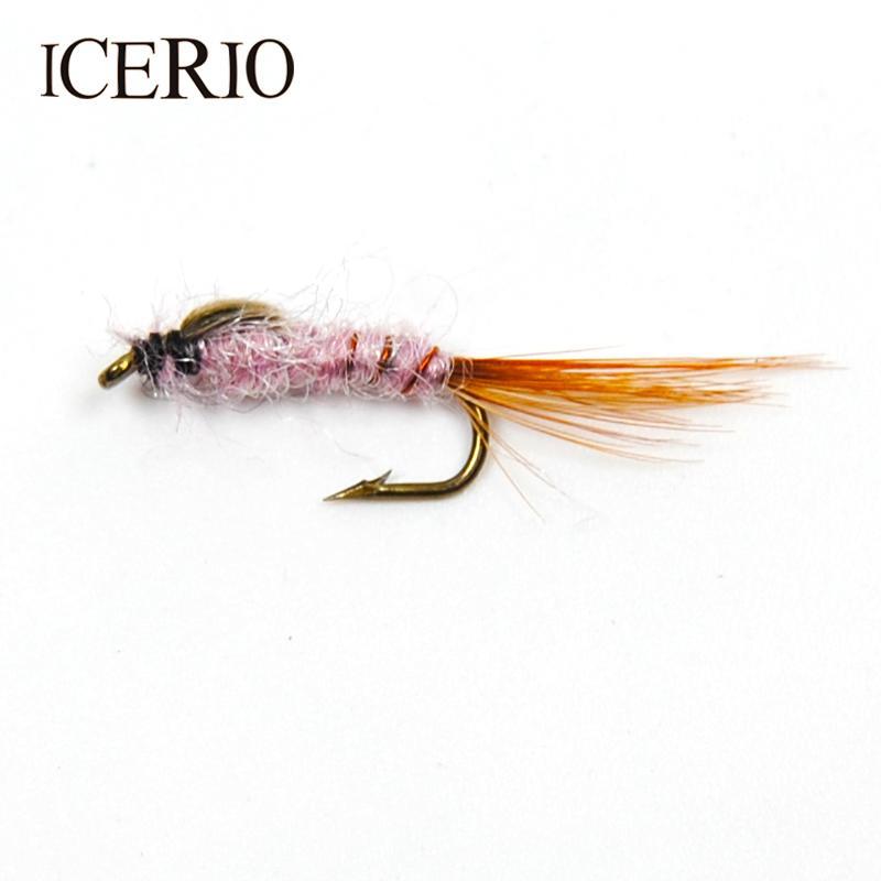 Icerio 8Pcs #12 Brass String Brown Nymphs Midge Mayfly Trout Fly-Flies-Bargain Bait Box-Bargain Bait Box