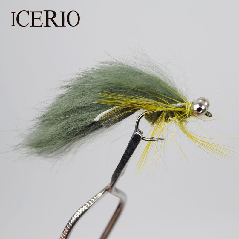 Icerio 8Pcs #6 Olive/Green Zonker Streamer Flies Baitfish Imitator Trout Fly-Flies-Bargain Bait Box-Bargain Bait Box