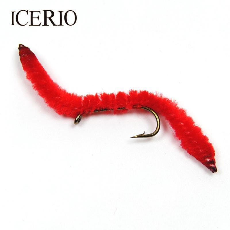 Icerio 8Pcs Scarlet San Juan Worm Aquatic Worms Fly Trout Fishing Flies Lures-Flies-Bargain Bait Box-Bargain Bait Box