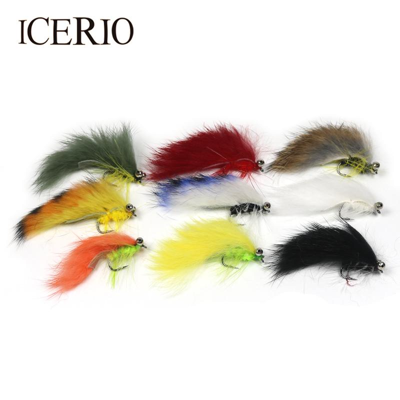 Icerio 9Pcs #6 Dumb Bell Eye Zonker & Matuka Flies Streamers Trout Fly-Flies-Bargain Bait Box-White 9PCS-Bargain Bait Box