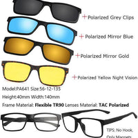 Ivsta Include Frame Polarized Clip On Sunglasses Men Tr90 Custom Prescription-Polarized Sunglasses-Bargain Bait Box-Black Frame 4 Clips-Bargain Bait Box