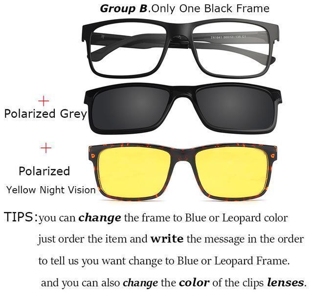 Ivsta Include Frame Polarized Clip On Sunglasses Men Tr90 Custom Prescription-Polarized Sunglasses-Bargain Bait Box-Black Grey Yellow 1-Bargain Bait Box