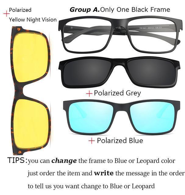 Ivsta Include Frame Polarized Clip On Sunglasses Men Tr90 Custom Prescription-Polarized Sunglasses-Bargain Bait Box-Black Grey Yellow-Bargain Bait Box