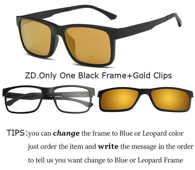 Ivsta Include Frame Polarized Clip On Sunglasses Men Tr90 Custom Prescription-Polarized Sunglasses-Bargain Bait Box-Black and Gold-Bargain Bait Box