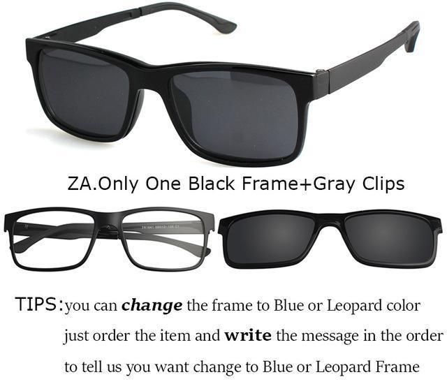 Ivsta Include Frame Polarized Clip On Sunglasses Men Tr90 Custom Prescription-Polarized Sunglasses-Bargain Bait Box-Black and Grey-Bargain Bait Box