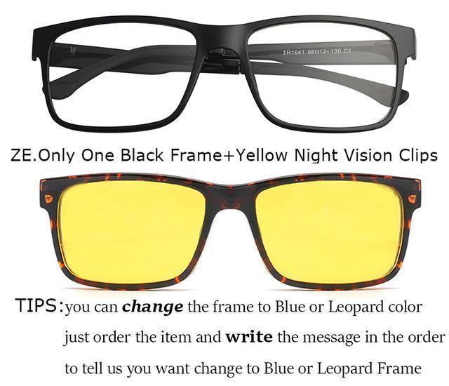 Ivsta Include Frame Polarized Clip On Sunglasses Men Tr90 Custom Prescription-Polarized Sunglasses-Bargain Bait Box-Black and Yellow-Bargain Bait Box