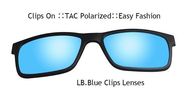 Ivsta Include Frame Polarized Clip On Sunglasses Men Tr90 Custom Prescription-Polarized Sunglasses-Bargain Bait Box-Only Blue Clips-Bargain Bait Box