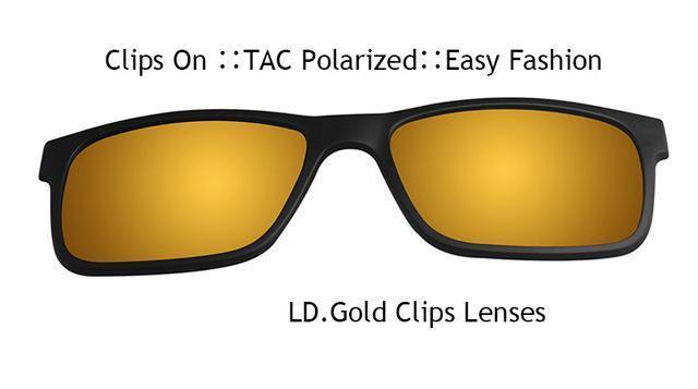 Ivsta Include Frame Polarized Clip On Sunglasses Men Tr90 Custom Prescription-Polarized Sunglasses-Bargain Bait Box-Only Gold Clips-Bargain Bait Box