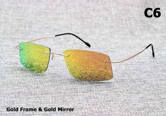 Jackjad The Matrix Style Polarized Driving Men Sunglasses Design Titanium Memory-Polarized Sunglasses-Bargain Bait Box-C6 Gold Gold-Bargain Bait Box