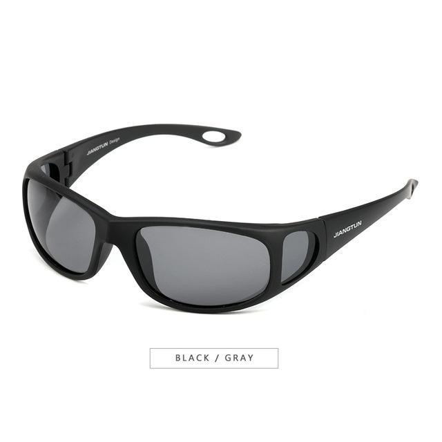 Jiangtun Polarized Sunglasses Polaroid Glasses Side Window Design Driving-Polarized Sunglasses-Bargain Bait Box-C1 Black l Gray-Bargain Bait Box