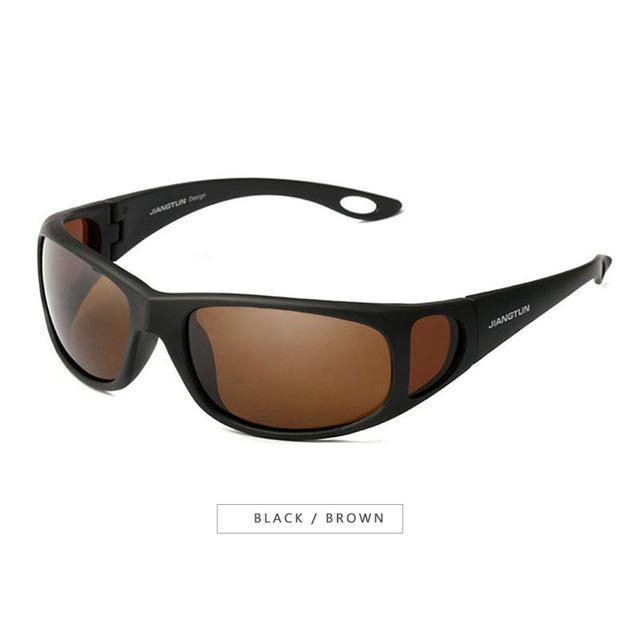 Jiangtun Polarized Sunglasses Polaroid Glasses Side Window Design Driving-Polarized Sunglasses-Bargain Bait Box-C2 Black l Brown-Bargain Bait Box