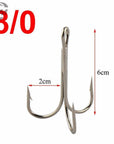 Jsm 10Pcs 3551 High Carbon Steel Fishing Hooks Big Game Fishing Treble Hooks-Treble Hooks-Bargain Bait Box-8 0-Bargain Bait Box